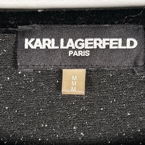 Karl Lagerfeld Paris Womens Black and White Embellished Top Size Medium - Picture 7 of 8